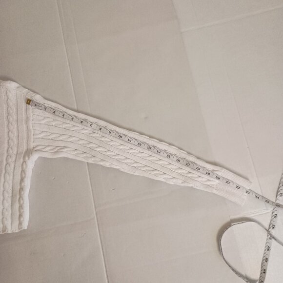 Aerie White Cable Knit Cropped Crew Neck Cotton Sweater Women’s Size XS - Picture 14 of 16